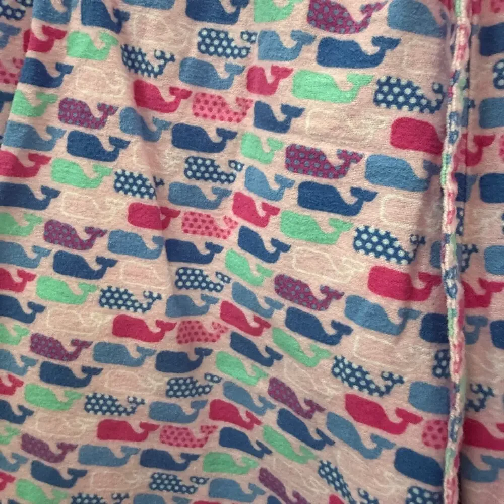 Vineyard Vines Womens Whale Print Flannel Pajama Pants Wide Leg Preppy Colorful